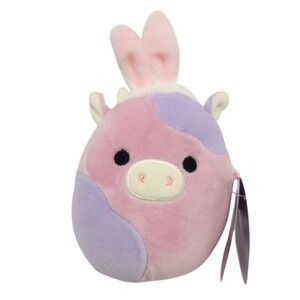 Squishmallows 4.5" Easter Patty The Cow with‎ Bunny Ears, NWT